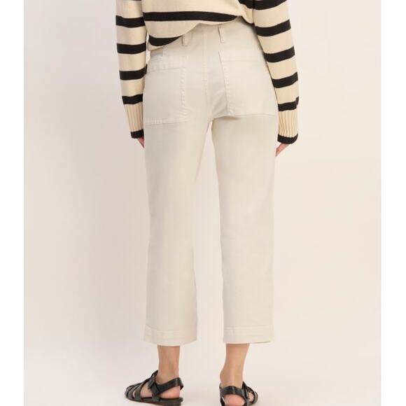 NWOT Everlane The Organic Utility Pant Womens 4 Bone Straight Leg High Rise Crop - Picture 3 of 12